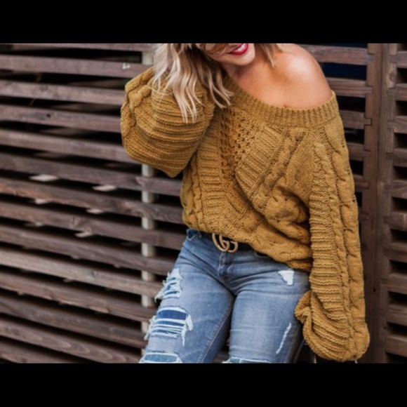 Mustard cable knit sweater - Picture 2 of 4